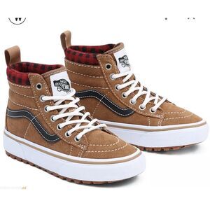 Vans Sk8-Hi Plaid Brown/Black Boys Size 12.5